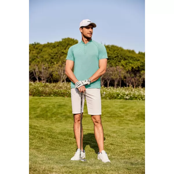 COOFANDY Men's Quick Dry Golf Polo Shirts Short Sleeve Henley Shirt Active Athletic Collarless Sports T Shirts