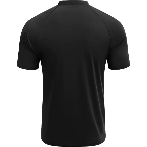 COOFANDY Men's Quick Dry Golf Polo Shirts Short Sleeve Henley Shirt Active Athletic Collarless Sports T Shirts