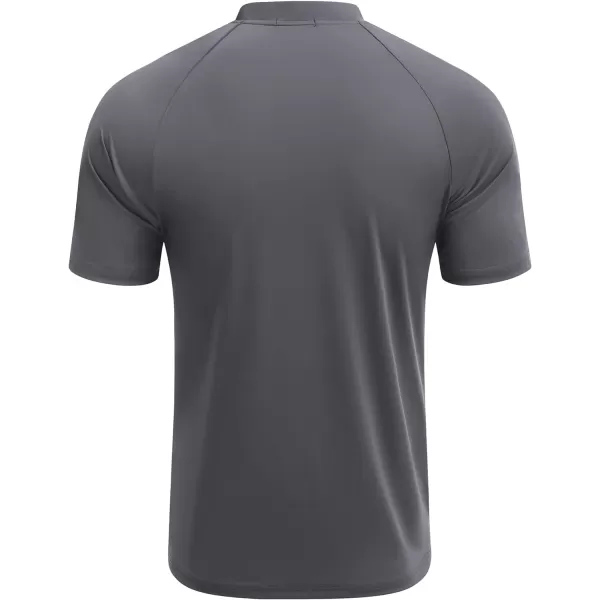 COOFANDY Men's Quick Dry Golf Polo Shirts Short Sleeve Henley Shirt Active Athletic Collarless Sports T Shirts