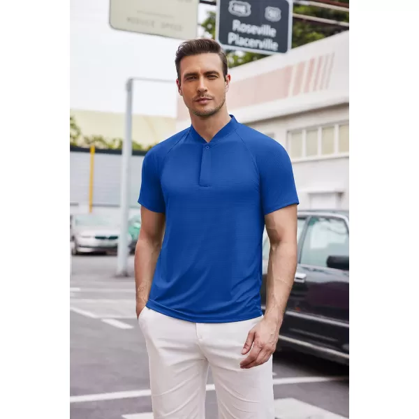 COOFANDY Men's Quick Dry Golf Polo Shirts Short Sleeve Henley Shirt Active Athletic Collarless Sports T Shirts