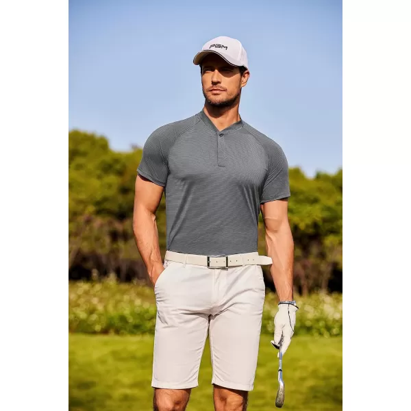 COOFANDY Men's Quick Dry Golf Polo Shirts Short Sleeve Henley Shirt Active Athletic Collarless Sports T Shirts