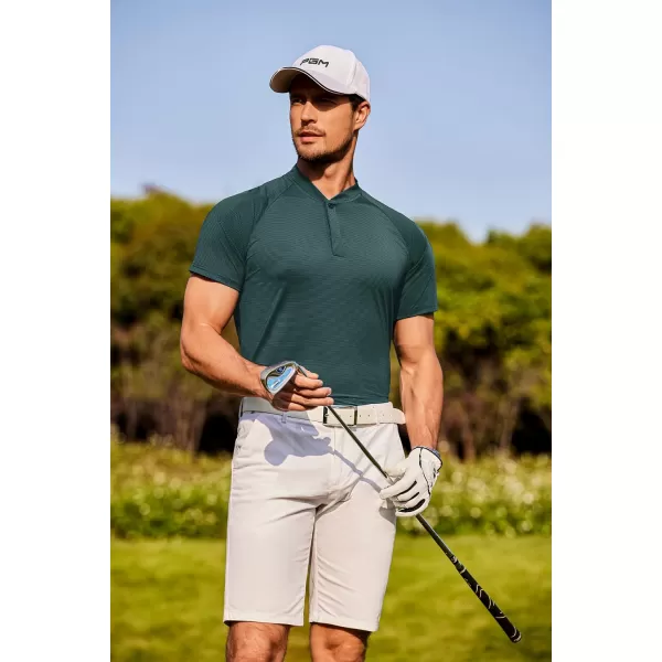 COOFANDY Men's Quick Dry Golf Polo Shirts Short Sleeve Henley Shirt Active Athletic Collarless Sports T Shirts