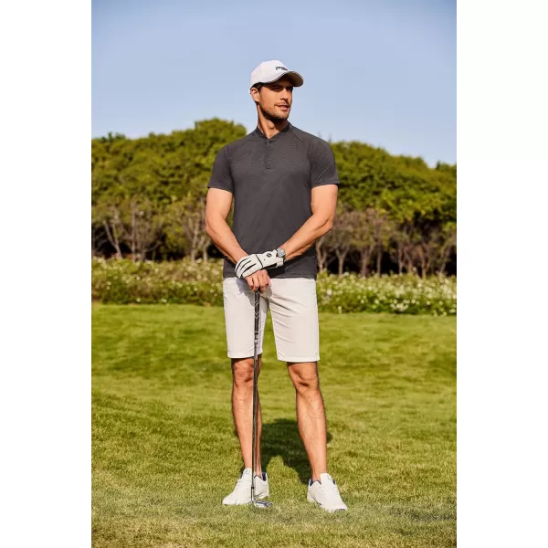 COOFANDY Men's Quick Dry Golf Polo Shirts Short Sleeve Henley Shirt Active Athletic Collarless Sports T Shirts