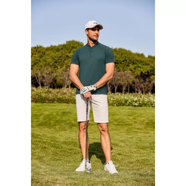 COOFANDY Men's Quick Dry Golf Polo Shirts Short Sleeve Henley Shirt Active Athletic Collarless Sports T Shirts