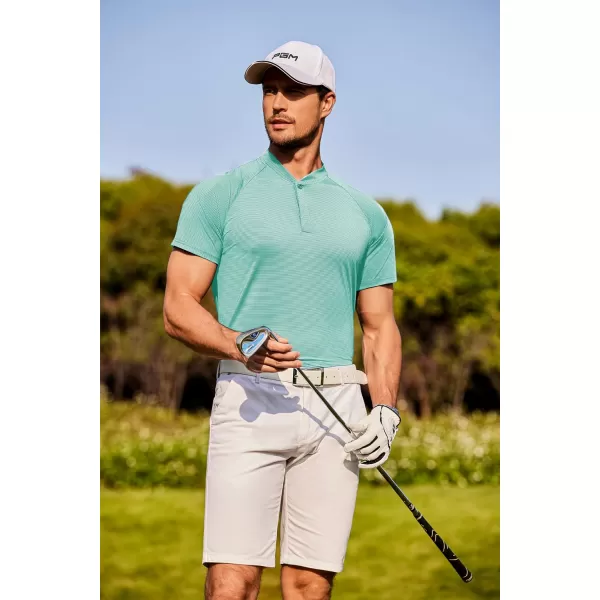 COOFANDY Men's Quick Dry Golf Polo Shirts Short Sleeve Henley Shirt Active Athletic Collarless Sports T Shirts