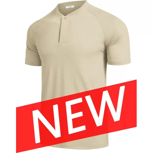 COOFANDY Men's Quick Dry Golf Polo Shirts Short Sleeve Henley Shirt Active Athletic Collarless Sports T Shirts