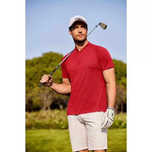 COOFANDY Men's Quick Dry Golf Polo Shirts Short Sleeve Henley Shirt Active Athletic Collarless Sports T Shirts