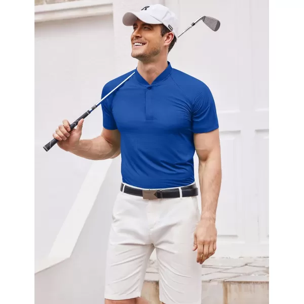 COOFANDY Men's Quick Dry Golf Polo Shirts Short Sleeve Henley Shirt Active Athletic Collarless Sports T Shirts