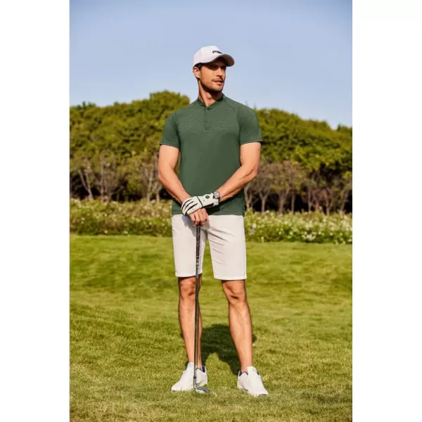 COOFANDY Men's Quick Dry Golf Polo Shirts Short Sleeve Henley Shirt Active Athletic Collarless Sports T Shirts