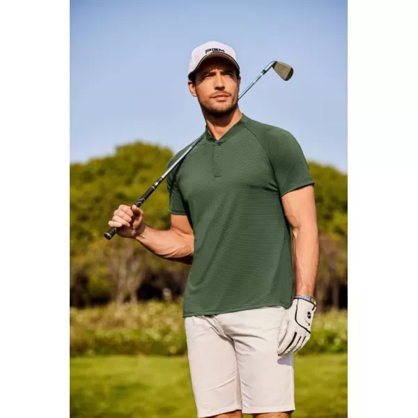 COOFANDY Men's Quick Dry Golf Polo Shirts Short Sleeve Henley Shirt Active Athletic Collarless Sports T Shirts