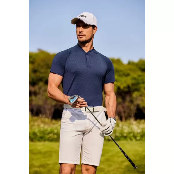 COOFANDY Men's Quick Dry Golf Polo Shirts Short Sleeve Henley Shirt Active Athletic Collarless Sports T Shirts