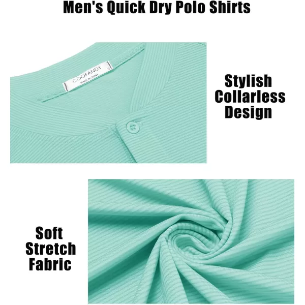 COOFANDY Men's Quick Dry Golf Polo Shirts Short Sleeve Henley Shirt Active Athletic Collarless Sports T Shirts