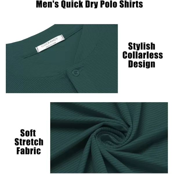 COOFANDY Men's Quick Dry Golf Polo Shirts Short Sleeve Henley Shirt Active Athletic Collarless Sports T Shirts