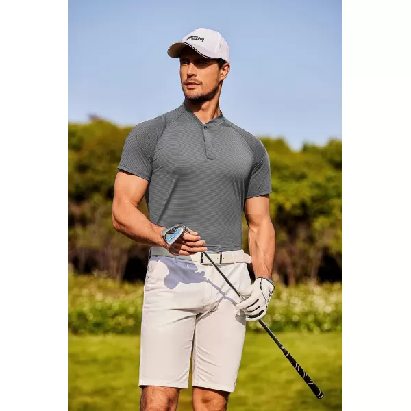 COOFANDY Men's Quick Dry Golf Polo Shirts Short Sleeve Henley Shirt Active Athletic Collarless Sports T Shirts