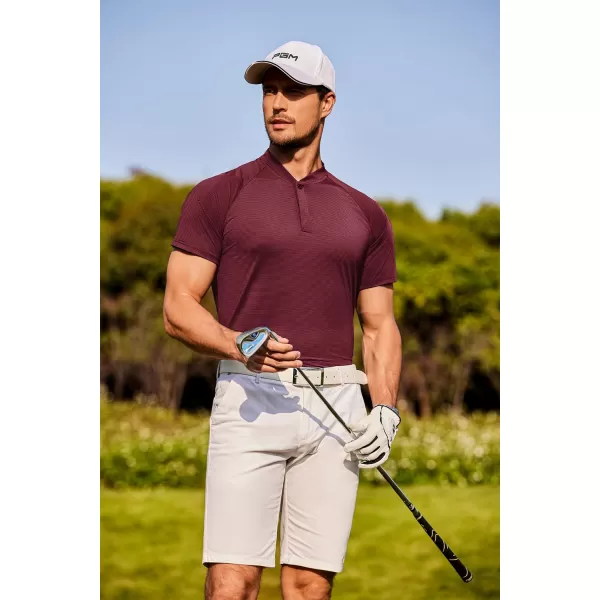 COOFANDY Men's Quick Dry Golf Polo Shirts Short Sleeve Henley Shirt Active Athletic Collarless Sports T Shirts