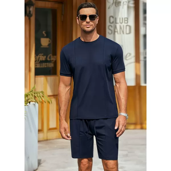 COOFANDY Men's Short Sets 2 Piece Outfits Summer Short Sleeve T Shirt and Shorts Tracksuit Sets Casual Athletic Sports Suit