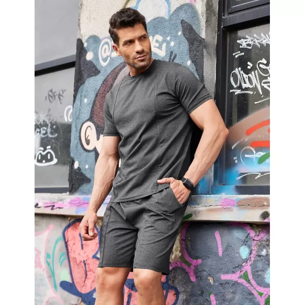 COOFANDY Men's Short Sets 2 Piece Outfits Summer Short Sleeve T Shirt and Shorts Tracksuit Sets Casual Athletic Sports Suit