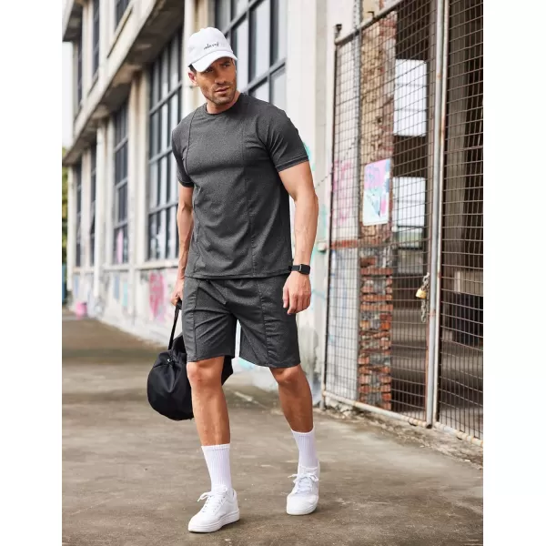 COOFANDY Men's Short Sets 2 Piece Outfits Summer Short Sleeve T Shirt and Shorts Tracksuit Sets Casual Athletic Sports Suit