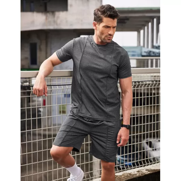 COOFANDY Men's Short Sets 2 Piece Outfits Summer Short Sleeve T Shirt and Shorts Tracksuit Sets Casual Athletic Sports Suit