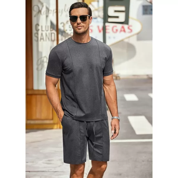 COOFANDY Men's Short Sets 2 Piece Outfits Summer Short Sleeve T Shirt and Shorts Tracksuit Sets Casual Athletic Sports Suit