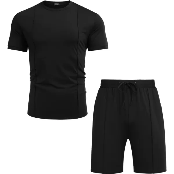 COOFANDY Men's Short Sets 2 Piece Outfits Summer Short Sleeve T Shirt and Shorts Tracksuit Sets Casual Athletic Sports Suit