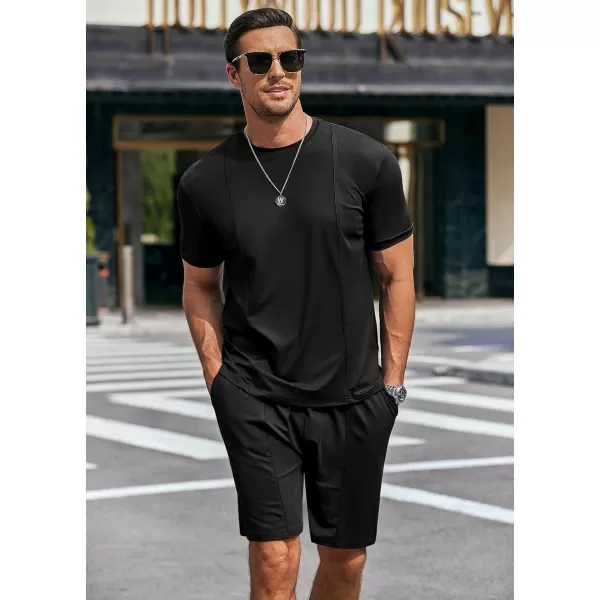 COOFANDY Men's Short Sets 2 Piece Outfits Summer Short Sleeve T Shirt and Shorts Tracksuit Sets Casual Athletic Sports Suit