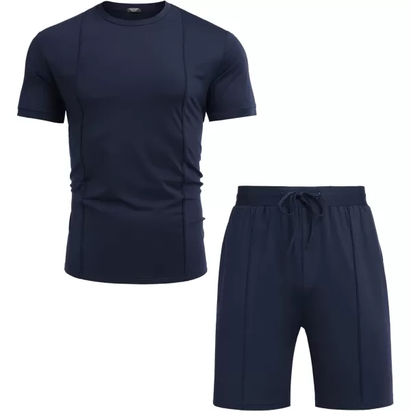 COOFANDY Men's Short Sets 2 Piece Outfits Summer Short Sleeve T Shirt and Shorts Tracksuit Sets Casual Athletic Sports Suit