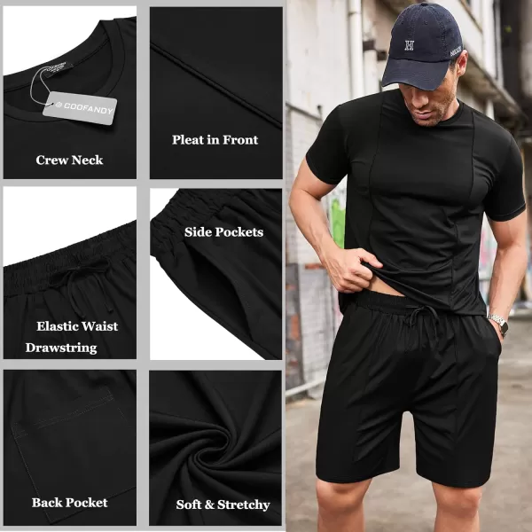COOFANDY Men's Short Sets 2 Piece Outfits Summer Short Sleeve T Shirt and Shorts Tracksuit Sets Casual Athletic Sports Suit