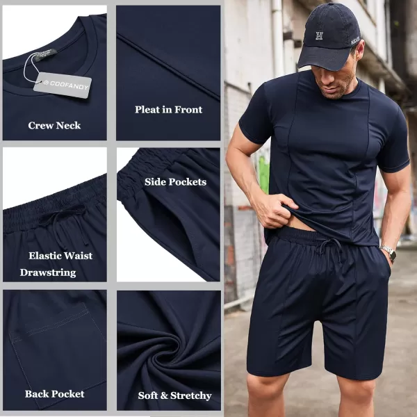 COOFANDY Men's Short Sets 2 Piece Outfits Summer Short Sleeve T Shirt and Shorts Tracksuit Sets Casual Athletic Sports Suit