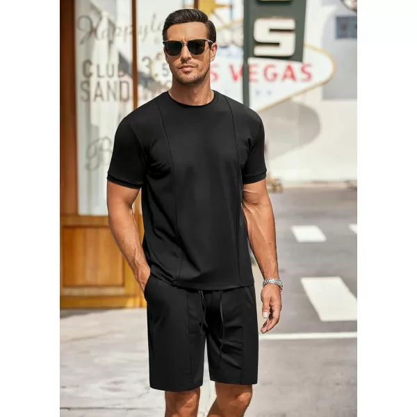 COOFANDY Men's Short Sets 2 Piece Outfits Summer Short Sleeve T Shirt and Shorts Tracksuit Sets Casual Athletic Sports Suit