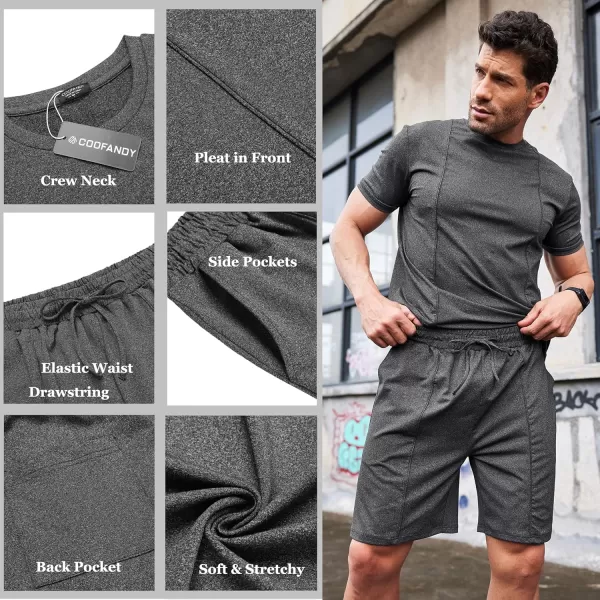 COOFANDY Men's Short Sets 2 Piece Outfits Summer Short Sleeve T Shirt and Shorts Tracksuit Sets Casual Athletic Sports Suit
