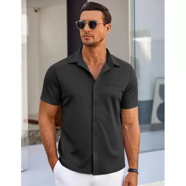 COOFANDY Men's Short Sleeve Button Down Wrinkle Free Shirt Summer Casual Stretch Untucked Dress Shirts