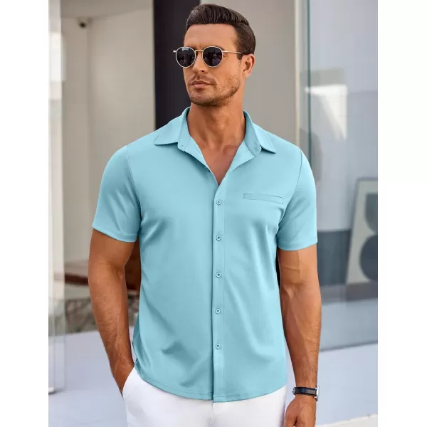 COOFANDY Men's Short Sleeve Button Down Wrinkle Free Shirt Summer Casual Stretch Untucked Dress Shirts