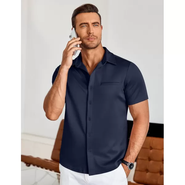 COOFANDY Men's Short Sleeve Button Down Wrinkle Free Shirt Summer Casual Stretch Untucked Dress Shirts