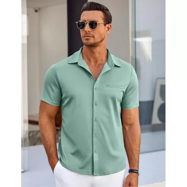 COOFANDY Men's Short Sleeve Button Down Wrinkle Free Shirt Summer Casual Stretch Untucked Dress Shirts