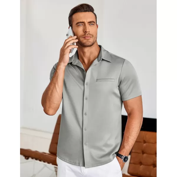 COOFANDY Men's Short Sleeve Button Down Wrinkle Free Shirt Summer Casual Stretch Untucked Dress Shirts