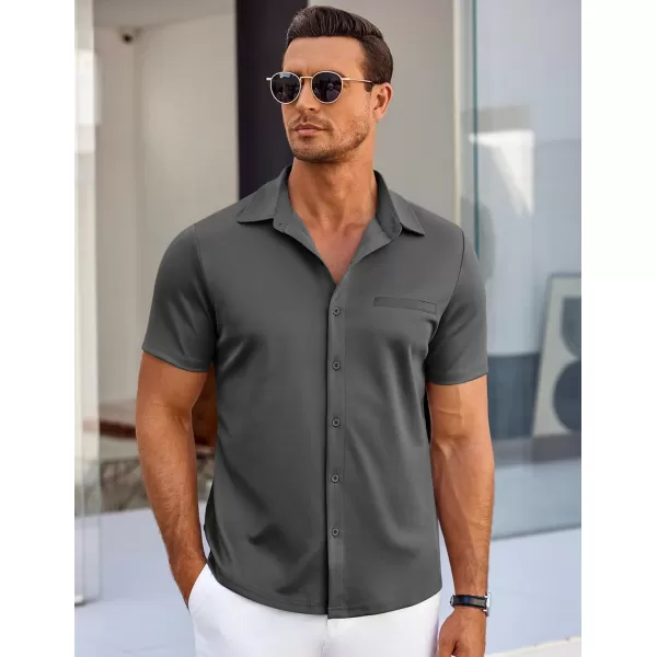 COOFANDY Men's Short Sleeve Button Down Wrinkle Free Shirt Summer Casual Stretch Untucked Dress Shirts
