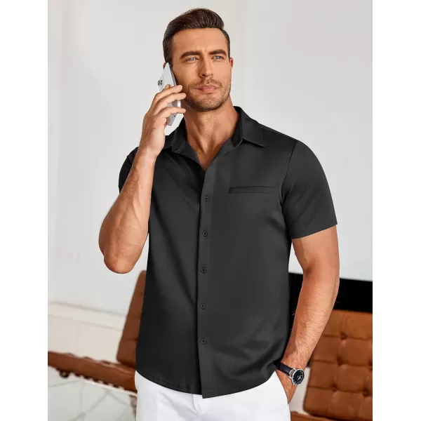 COOFANDY Men's Short Sleeve Button Down Wrinkle Free Shirt Summer Casual Stretch Untucked Dress Shirts
