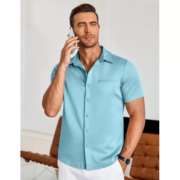 COOFANDY Men's Short Sleeve Button Down Wrinkle Free Shirt Summer Casual Stretch Untucked Dress Shirts