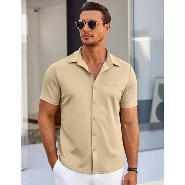 COOFANDY Men's Short Sleeve Button Down Wrinkle Free Shirt Summer Casual Stretch Untucked Dress Shirts