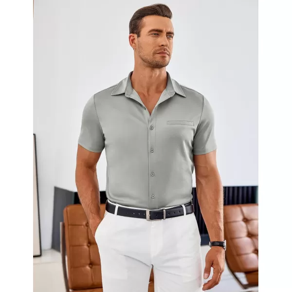 COOFANDY Men's Short Sleeve Button Down Wrinkle Free Shirt Summer Casual Stretch Untucked Dress Shirts