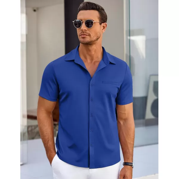 COOFANDY Men's Short Sleeve Button Down Wrinkle Free Shirt Summer Casual Stretch Untucked Dress Shirts