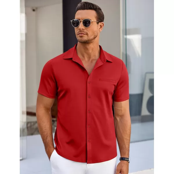 COOFANDY Men's Short Sleeve Button Down Wrinkle Free Shirt Summer Casual Stretch Untucked Dress Shirts