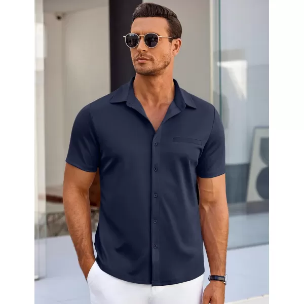 COOFANDY Men's Short Sleeve Button Down Wrinkle Free Shirt Summer Casual Stretch Untucked Dress Shirts