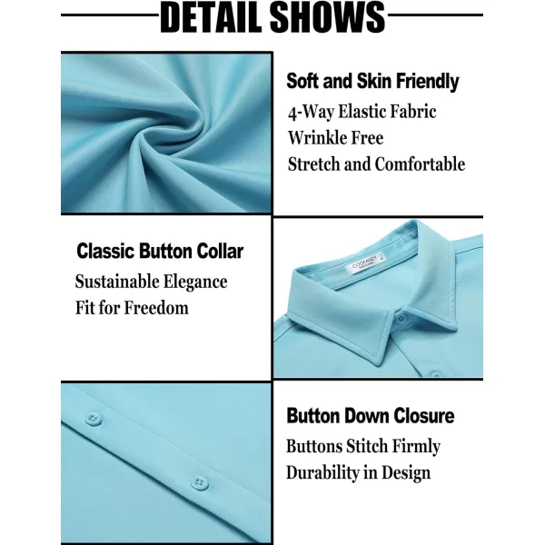 COOFANDY Men's Short Sleeve Button Down Wrinkle Free Shirt Summer Casual Stretch Untucked Dress Shirts
