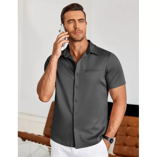 COOFANDY Men's Short Sleeve Button Down Wrinkle Free Shirt Summer Casual Stretch Untucked Dress Shirts