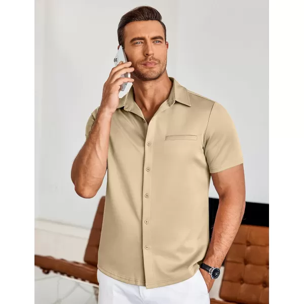 COOFANDY Men's Short Sleeve Button Down Wrinkle Free Shirt Summer Casual Stretch Untucked Dress Shirts