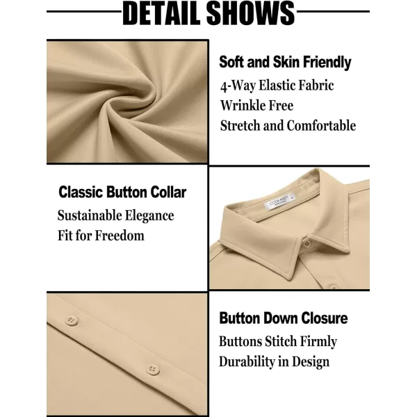 COOFANDY Men's Short Sleeve Button Down Wrinkle Free Shirt Summer Casual Stretch Untucked Dress Shirts