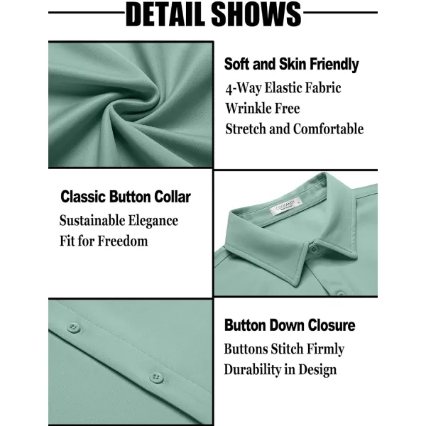 COOFANDY Men's Short Sleeve Button Down Wrinkle Free Shirt Summer Casual Stretch Untucked Dress Shirts