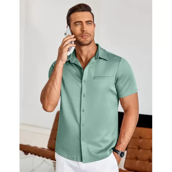 COOFANDY Men's Short Sleeve Button Down Wrinkle Free Shirt Summer Casual Stretch Untucked Dress Shirts